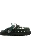 Toga Virilis Ssense Exclusive Green Eyelet Metal Sabot Slip-on Loafers In Green