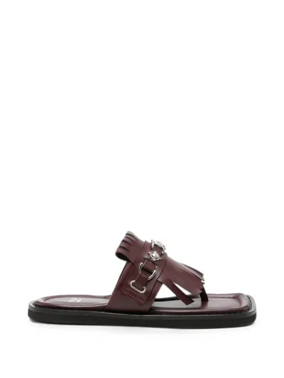 Toga Virilis Fringed-detail Square-toe Sandals In Brown