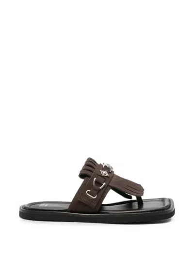 Toga Virilis Fringed-detail Square-toe Sandals In Multi