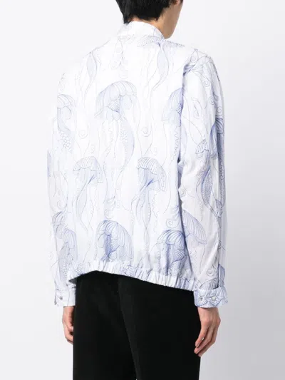 Toga Virilis Graphic-print Cotton Long Sleeved Shirt Jacket In Blue