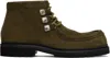 Toga Virilis Khaki Square Toe Boots In Green