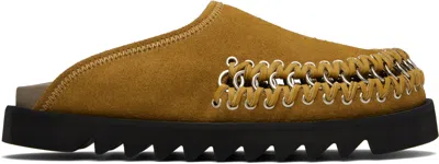 Toga Virilis Khaki Suede Loafers In Green