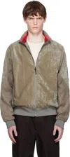 Toga Virilis カーキ ベルベット トラックジャケット In Green
