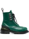 Toga Virilis Leather Ankle Boots In Green