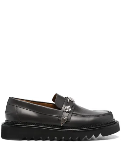 Toga Virilis Logo-plaque Leather Loafers In Grau