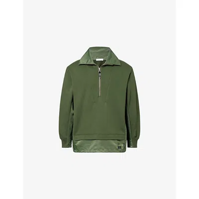 Toga Virilis Mens  Porter Half-zip Cotton Sweatshirt In Green