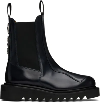 Toga Virilis Navy Ankle High Chelsea Boots In Blue 163632