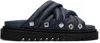 Toga Virilis Navy Padded Leather Sandals In Navy