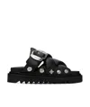 Toga Virilis Black Padded Leather Sandals In Black