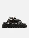 Toga Virilis Black Padded Leather Sandals In Black