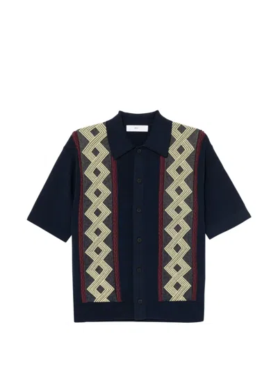 Toga Virilis Patterned Short-sleeve Cardigan In Black