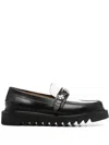Toga Virilis Plaque-detailing Two-tone Loafers In Aj1253 - Black White Hard Leather