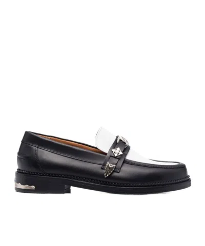 Toga Virilis Plaque-detailing Two-tone Loafers In Black