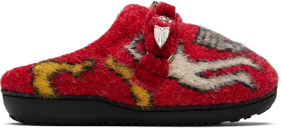Toga Virilis Red Subu Edition Knit Slipper Loafers