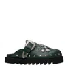 Toga Virilis Ssense Exclusive Green Eyelet Metal Sabot Slip-on Loafers In Black