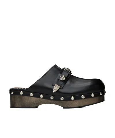Toga Virilis Round Toe Mules In Black