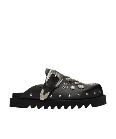 Toga Virilis Round Toe Mules In Still Hungry/navy Blue