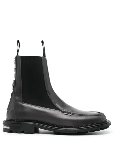 Toga Virilis Side Gore Ankle Leather Boots In Grey