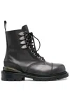 Toga Virilis Side Gore Leather Ankle Boots In Grey