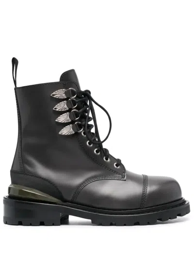 Toga Virilis Side Gore Leather Ankle Boots In Black
