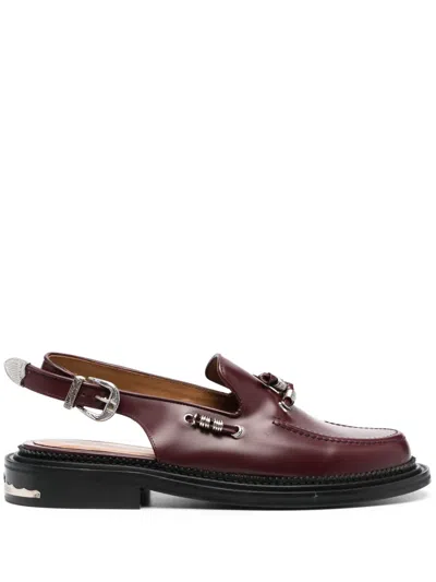 Toga Virilis Sling-back Leather Loafers In Red