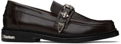 Toga Virilis Ssense Exclusive Brown Metal Loafers In Dark Brown