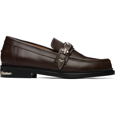 Toga Virilis Ssense Exclusive Brown Metal Loafers In Dark Brown