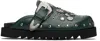 Toga Virilis Ssense Exclusive Green Eyelet Metal Sabot Slip-on Loafers In Dark Green Leather