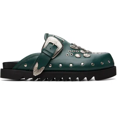 Toga Virilis Ssense Exclusive Green Eyelet Metal Sabot Slip-on Loafers In Multi