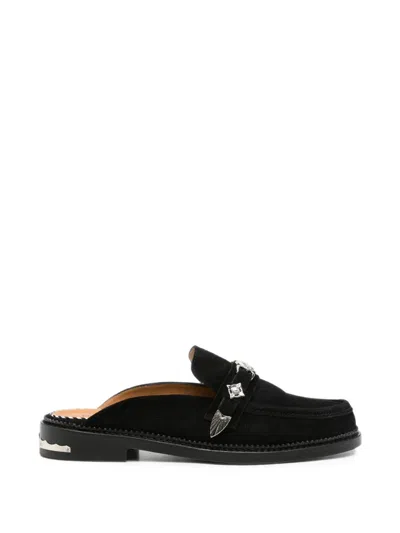 Toga Virilis Suede Western-hardware Sandals In Black
