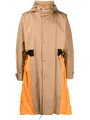 Toga Virilis Taffeta Detachable-hood Midi Coat In Brown