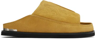 Toga Virilis Tan Embroidered Sandals In Gold