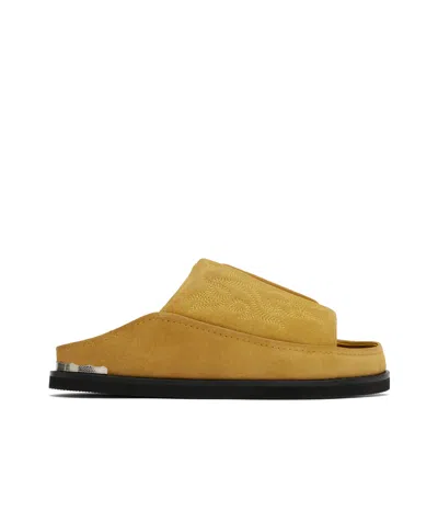 Toga Virilis Tan Embroidered Sandals In Golden