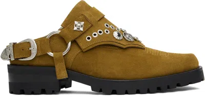 Toga Virilis Tan Suede Slip-on Loafers In Khaki