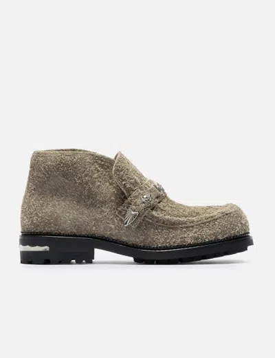 Toga Virilis Visone Napping Suede Boots In Gray