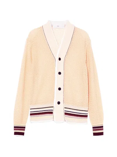 Toga V-neck Striped-hem Cardigan In Neutral