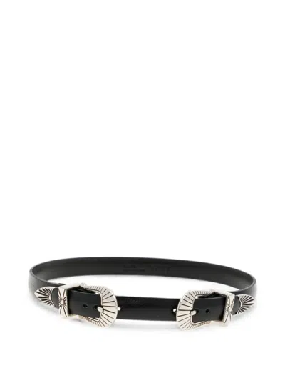 Toga Western-buckle Leather Bangle In Black