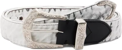 Toga White Denim Wide Belt In Gray