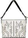 Toga White Western Half Bag In White Black Stitch