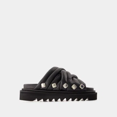 Toga Elegant Soft Leather Sandals For Women In Black