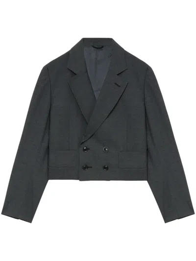 Toga Wool-blend Cropped Blazer In Grey