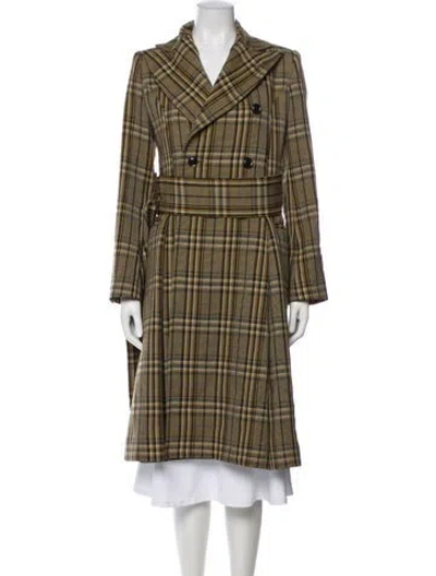 Pre-owned Toga Wool Plaid Print Peacoat In Neutral