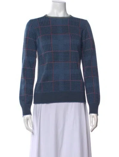 Pre-owned Toga Wool Plaid Print Sweater In Blue