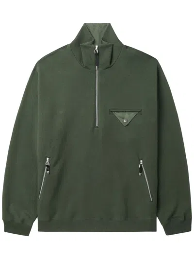 Toga Zip-up Cotton Sweatshirt In Green