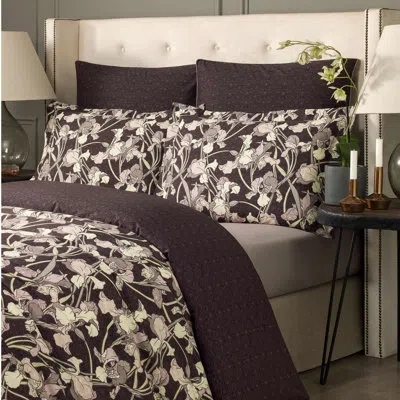 Togas 220 Thread Count Floral / Flower Egyptian Certified Cotton Percale Flat Sheet In Dusty Lilac