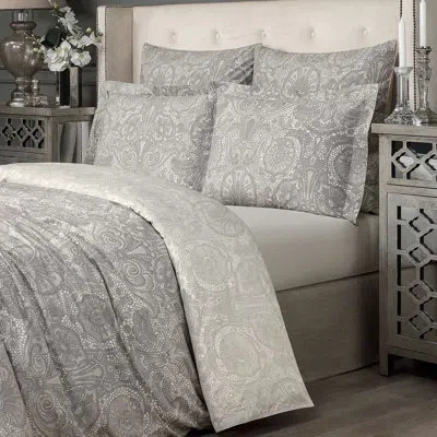 Togas Adel 300 Thread Count Egyptian-quality Cotton Sateen Flat Sheet In Gray