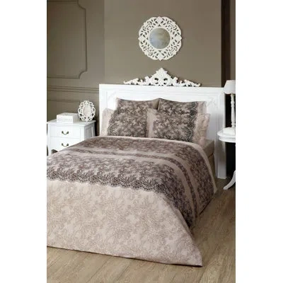 Togas Ajur 220 Thread Count Egyptian-quality Cotton Sateen Flat Sheet In Beige;pale Gray