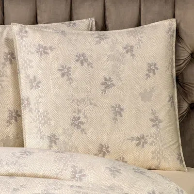 Togas Amelie 300 Thread Count Floral Egyptian-quality Cotton Sateen Pillowcase In Gray;beige