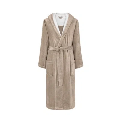 Togas Art Line Velour 100% Cotton Terry Cloth Bathrobe In Brown