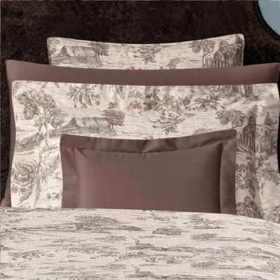 Togas Chateau 300 Thread Count Toile Egyptian Certified Cotton Sateen Pillowcase In Brown;beige